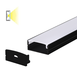 MA617-C CRNI Aluminijumski profil za LED trake nadgradni set sa difuzerom 2000x23.5x9.8mm Mitea Lighting