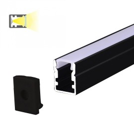 MA624-C crni Aluminijumski profil za LED trake nadgradni 2000x10x13mm set sa difuzerom Mitea Lighting