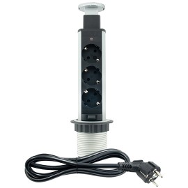 ME-PN-1201/S-3 1.8m srebrno-crna POPUP nameštajska priključnica trostruka 16A 250V-3600W 3x1.5mm2 Mitea Electric