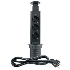 ME-PN-1202/C-3 1.8m crna POPUP nameštajska priključnica trostruka 16A 250V-3600W 3x1.5mm2 Mitea Electric