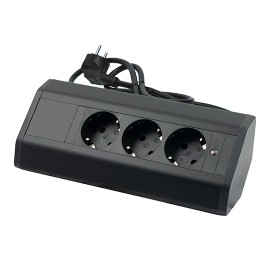 ME-PN-1220/C-3 1.5m crna ugaona nameštajska priključnica trostruka 16A 250V-3600W 3x1.5mm2 Mitea Electric