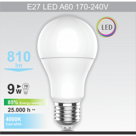 E27 9W A60M1 4000K LED sijalica 170-240V Mitea Lighting