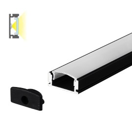 M509-C Crni aluminijumski profil za LED trake nadgradni set sa difuzerom 2000x17.4x7mm Mitea Lighting